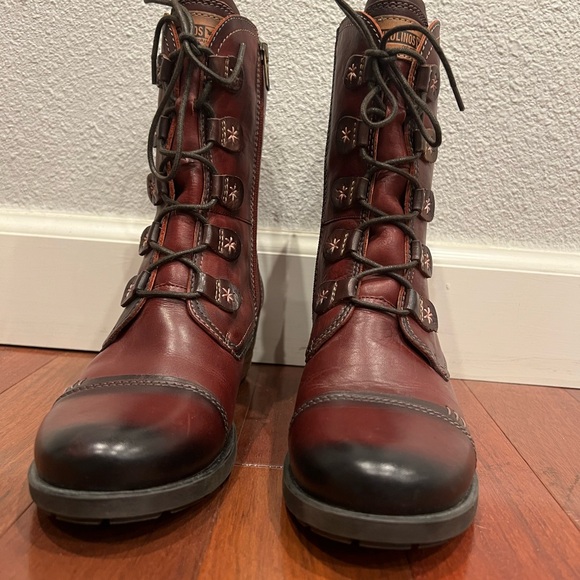Pikolinos Deep Red Le Mans Lace Up Boots, Size 40, New - Picture 3 of 12
